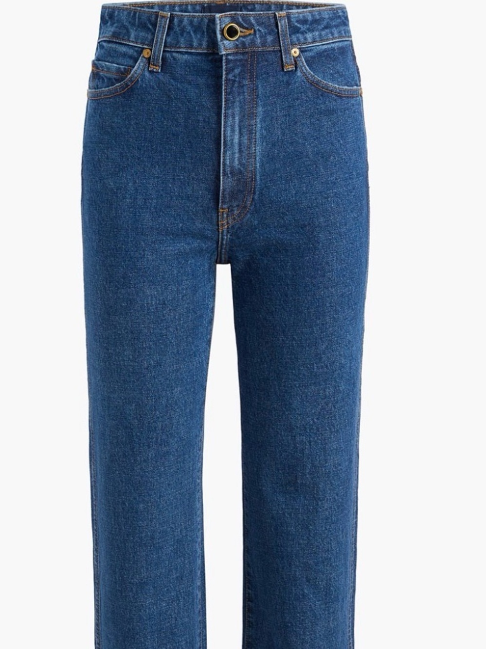 KHAITE Straight-Leg Jeans in Medium Blue Denim